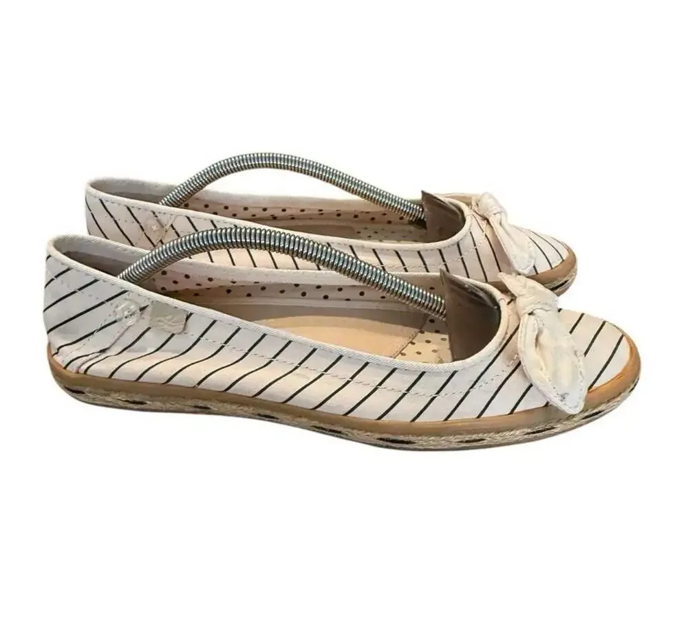 Sperry Top-Sider Striped Canvas Bow Espadrille Flats Size 8.5M
